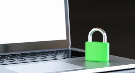 Padlock on a laptop keyboard symbolising data security