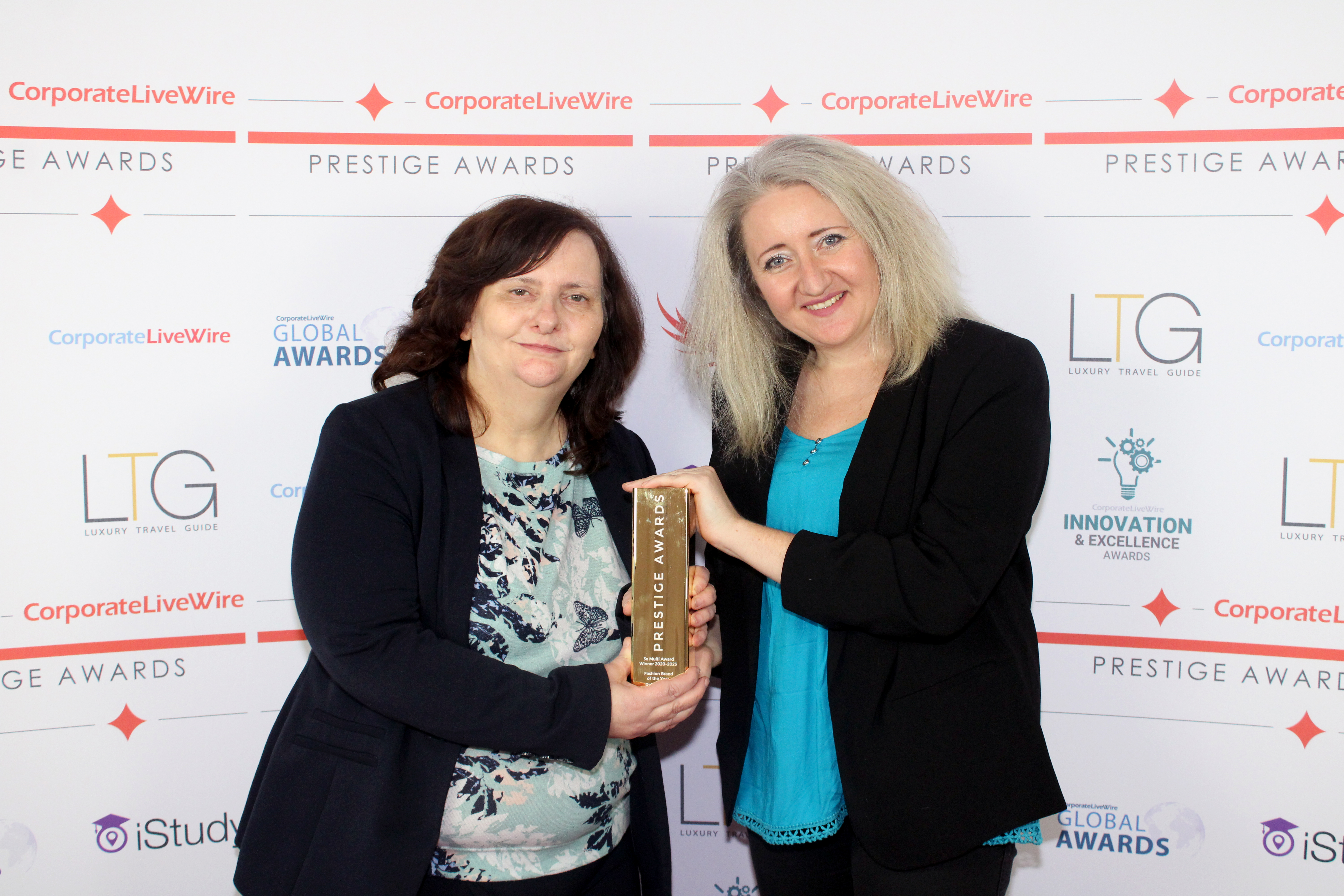 Sharon and Justine at the Prestige Awards
