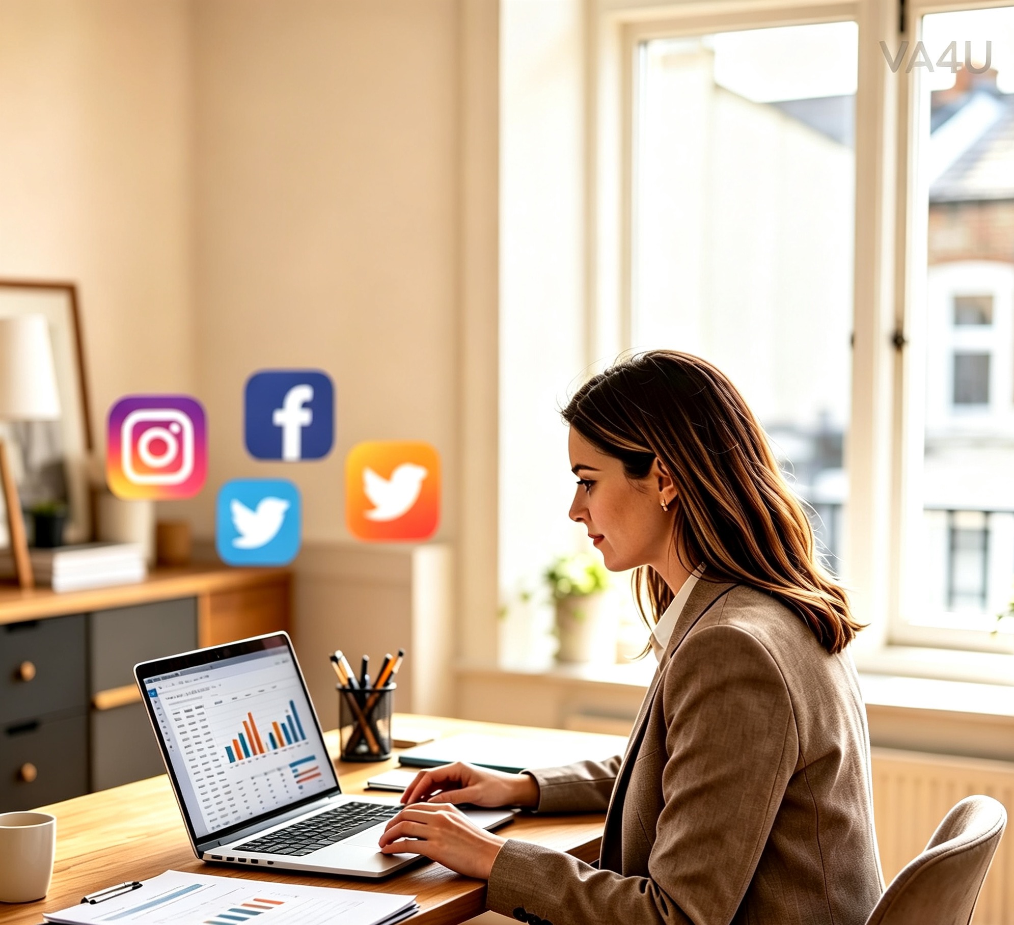 Social media scheduler showing planned posts across platforms